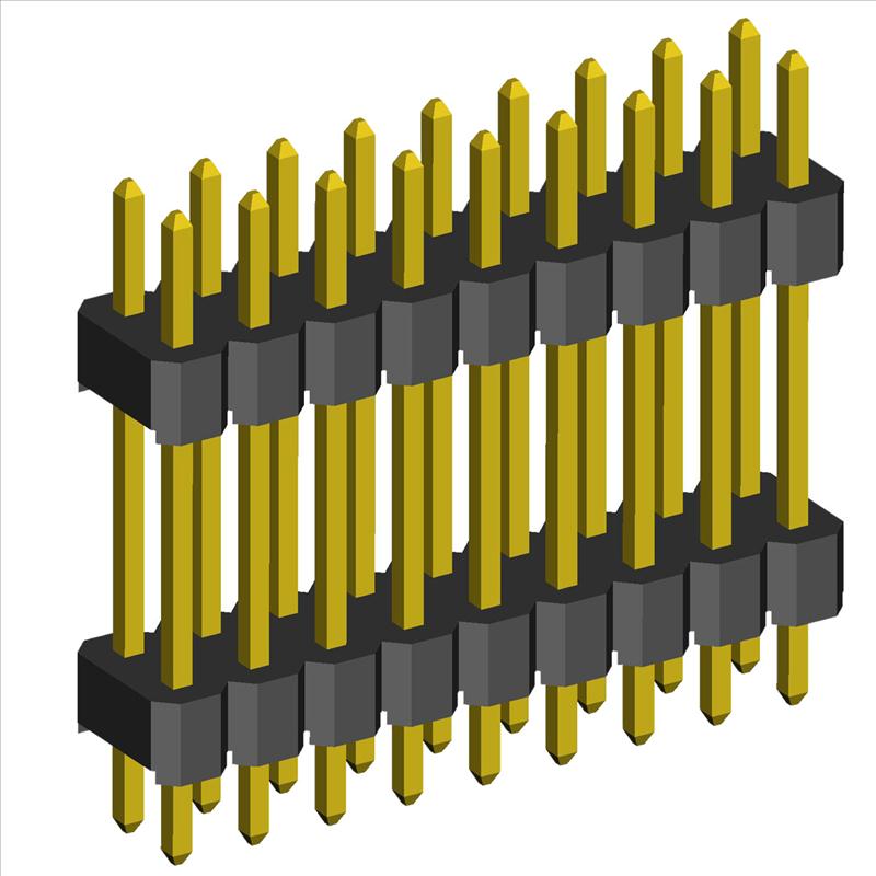 2.54mm Pin Header Double Rows Double Insulator Straight Dip Type